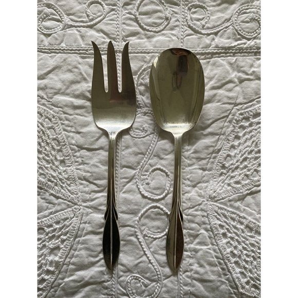 1961 El California Serving Spoon & Fork Set Wm William Rogers Mfg Co. 9" Art Dec - Picture 11 of 16